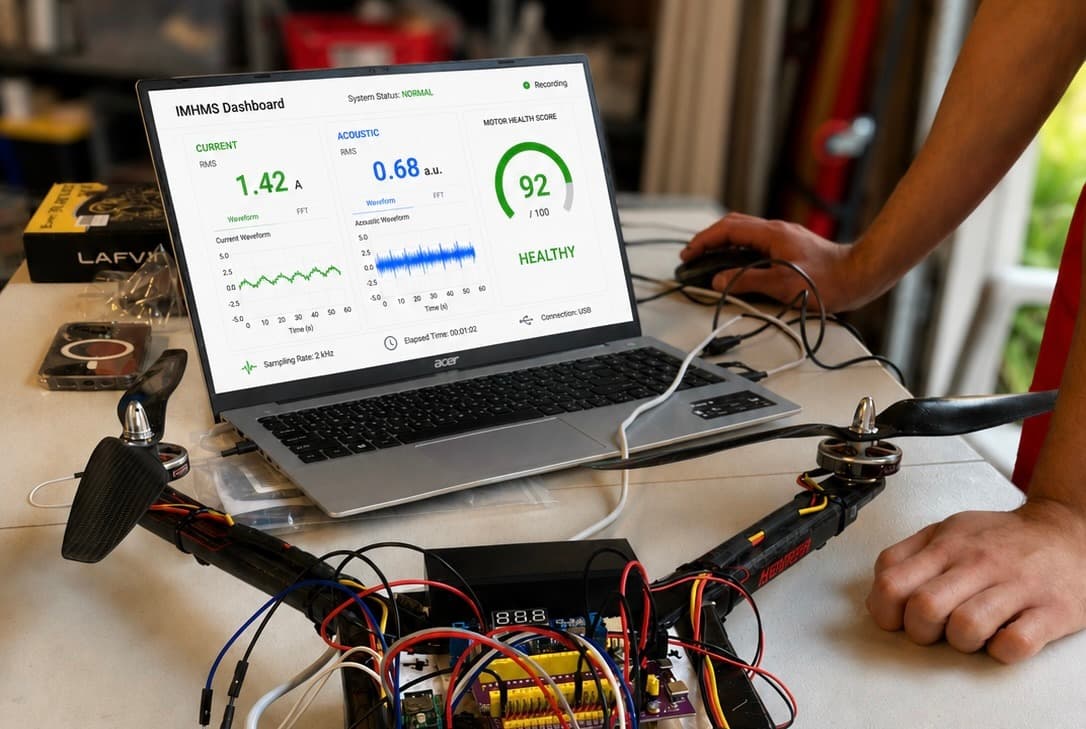 Motor connected to sensors and a monitoring dashboard